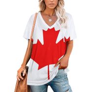AILLOSA FLAG-125 Tamamı Baskılı V Yaka Kısa Kollu Kadın T-shirt
