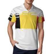 AILLOSA FLAG-127 3D Baskılı Desen Kısa Kollu Polo Yaka Erkek T-shirt