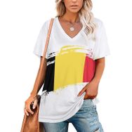 AILLOSA FLAG-127 Tamamı Baskılı V Yaka Kısa Kollu Kadın T-shirt