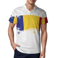 AILLOSA FLAG-128 3D Baskılı Desen Kısa Kollu Polo Yaka Erkek T-shirt