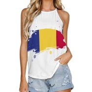 AILLOSA FLAG-128 Yuvarlak Yaka Kolsuz Kadın T-shirt