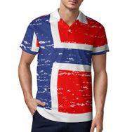 AILLOSA FLAG-129 3D Baskılı Desen Kısa Kollu Polo Yaka Erkek T-shirt