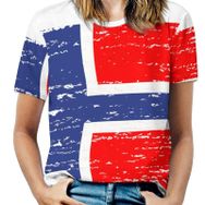 AILLOSA FLAG-129 Tamamı Baskılı Kısa Kollu Yuvarlak Yaka Kadın T-shirt