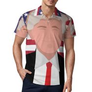 AILLOSA FLAG-13 3D Baskılı Desen Kısa Kollu Polo Yaka Erkek T-shirt