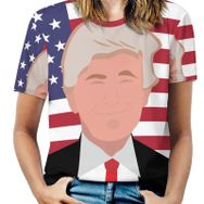 AILLOSA FLAG-13 Tamamı Baskılı Kısa Kollu Yuvarlak Yaka Kadın T-shirt