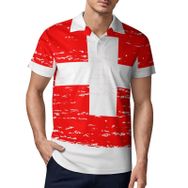AILLOSA FLAG-130 3D Baskılı Desen Kısa Kollu Polo Yaka Erkek T-shirt