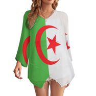 AILLOSA FLAG-133 Baskılı Uzun Kollu Şifon Bol Kadın Kazak