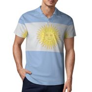 AILLOSA FLAG-134 3D Baskılı Desen Kısa Kollu Polo Yaka Erkek T-shirt