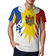 AILLOSA FLAG-136 3D Baskılı Desen Kısa Kollu Polo Yaka Erkek T-shirt