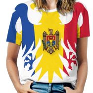 AILLOSA FLAG-136 Tamamı Baskılı Kısa Kollu Yuvarlak Yaka Kadın T-shirt