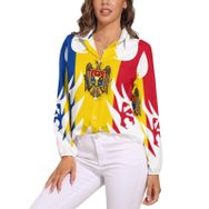AILLOSA FLAG-136 V Yaka Kadın Bluz