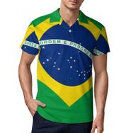 AILLOSA FLAG-139 3D Baskılı Desen Kısa Kollu Polo Yaka Erkek T-shirt