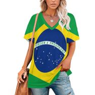 AILLOSA FLAG-139 Tamamı Baskılı V Yaka Kısa Kollu Kadın T-shirt