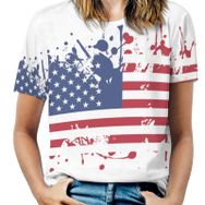 AILLOSA FLAG-14 Tamamı Baskılı Kısa Kollu Yuvarlak Yaka Kadın T-shirt