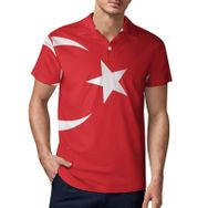 AILLOSA FLAG-141 3D Baskılı Desen Kısa Kollu Polo Yaka Erkek T-shirt