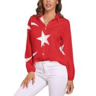 AILLOSA FLAG-141 V Yaka Kadın Bluz