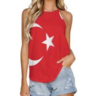 AILLOSA FLAG-141 Yuvarlak Yaka Kolsuz Kadın T-shirt