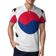 AILLOSA FLAG-143 3D Baskılı Desen Kısa Kollu Polo Yaka Erkek T-shirt