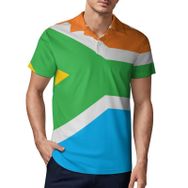 AILLOSA FLAG-144 3D Baskılı Desen Kısa Kollu Polo Yaka Erkek T-shirt