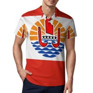 AILLOSA FLAG-145 3D Baskılı Desen Kısa Kollu Polo Yaka Erkek T-shirt