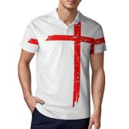AILLOSA FLAG-146 3D Baskılı Desen Kısa Kollu Polo Yaka Erkek T-shirt