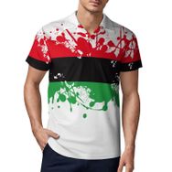 AILLOSA FLAG-147 3D Baskılı Desen Kısa Kollu Polo Yaka Erkek T-shirt