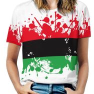 AILLOSA FLAG-147 Tamamı Baskılı Kısa Kollu Yuvarlak Yaka Kadın T-shirt