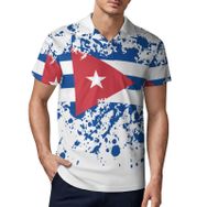 AILLOSA FLAG-148 3D Baskılı Desen Kısa Kollu Polo Yaka Erkek T-shirt