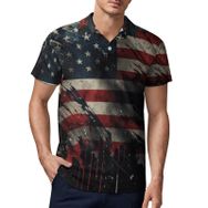 AILLOSA FLAG-150 3D Baskılı Desen Kısa Kollu Polo Yaka Erkek T-shirt