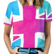 AILLOSA FLAG-152 Tamamı Baskılı Kısa Kollu Yuvarlak Yaka Kadın T-shirt
