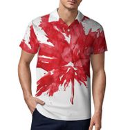 AILLOSA FLAG-157 3D Baskılı Desen Kısa Kollu Polo Yaka Erkek T-shirt