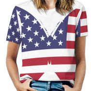 AILLOSA FLAG-158 Tamamı Baskılı Kısa Kollu Yuvarlak Yaka Kadın T-shirt