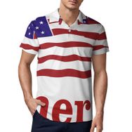 AILLOSA FLAG-159 3D Baskılı Desen Kısa Kollu Polo Yaka Erkek T-shirt