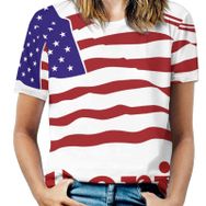 AILLOSA FLAG-159 Tamamı Baskılı Kısa Kollu Yuvarlak Yaka Kadın T-shirt