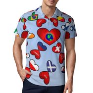 AILLOSA FLAG-16 3D Baskılı Desen Kısa Kollu Polo Yaka Erkek T-shirt