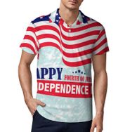 AILLOSA FLAG-161 3D Baskılı Desen Kısa Kollu Polo Yaka Erkek T-shirt