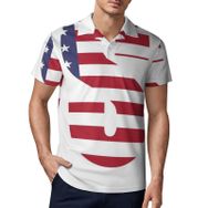 AILLOSA FLAG-164 3D Baskılı Desen Kısa Kollu Polo Yaka Erkek T-shirt