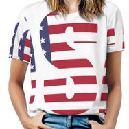 AILLOSA FLAG-164 Tamamı Baskılı Kısa Kollu Yuvarlak Yaka Kadın T-shirt