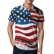 AILLOSA FLAG-165 3D Baskılı Desen Kısa Kollu Polo Yaka Erkek T-shirt