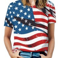 AILLOSA FLAG-165 Tamamı Baskılı Kısa Kollu Yuvarlak Yaka Kadın T-shirt