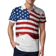 AILLOSA FLAG-167 3D Baskılı Desen Kısa Kollu Polo Yaka Erkek T-shirt