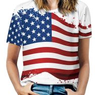 AILLOSA FLAG-167 Tamamı Baskılı Kısa Kollu Yuvarlak Yaka Kadın T-shirt