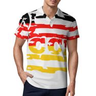 AILLOSA FLAG-168 3D Baskılı Desen Kısa Kollu Polo Yaka Erkek T-shirt