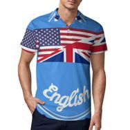AILLOSA FLAG-17 3D Baskılı Desen Kısa Kollu Polo Yaka Erkek T-shirt