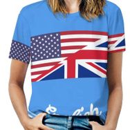 AILLOSA FLAG-17 Tamamı Baskılı Kısa Kollu Yuvarlak Yaka Kadın T-shirt