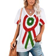 AILLOSA FLAG-170 Tamamı Baskılı V Yaka Kısa Kollu Kadın T-shirt