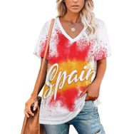 AILLOSA FLAG-171 Tamamı Baskılı V Yaka Kısa Kollu Kadın T-shirt