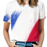AILLOSA FLAG-172 Tamamı Baskılı Kısa Kollu Yuvarlak Yaka Kadın T-shirt