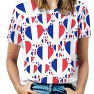 AILLOSA FLAG-174 Tamamı Baskılı Kısa Kollu Yuvarlak Yaka Kadın T-shirt