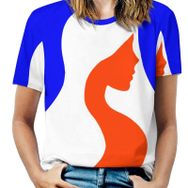 AILLOSA FLAG-175 Tamamı Baskılı Kısa Kollu Yuvarlak Yaka Kadın T-shirt